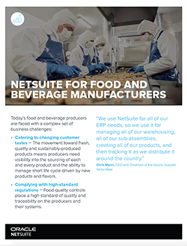 NETSUITE FOR FOOD AND BEVERAGE MANUFACTURERS