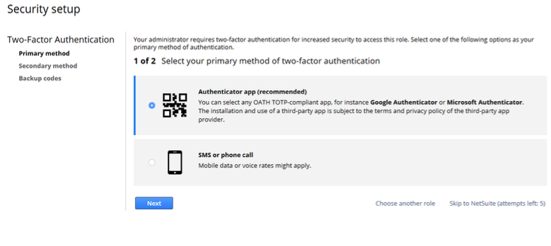 netsuite two factor authentication